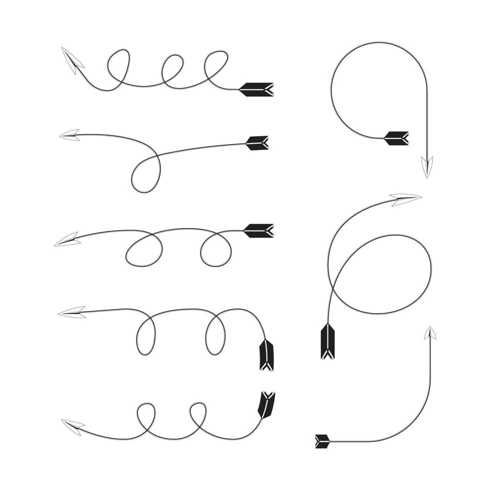 ilustração de linha de arco de seta doodle vetor