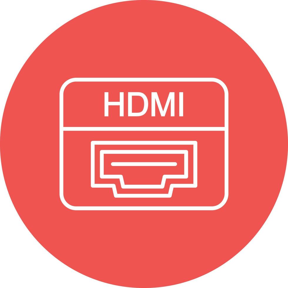 ícone de fundo do círculo de linha de porta hdmi vetor