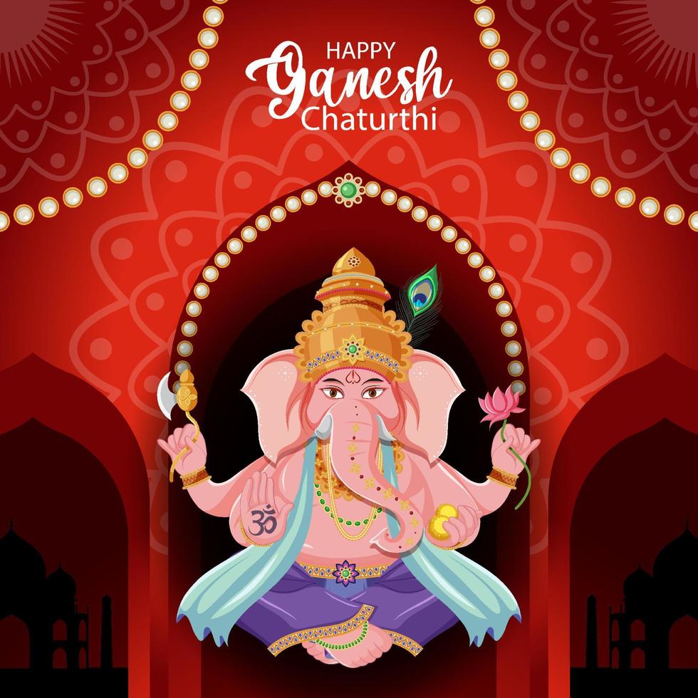 cartaz feliz de ganesh chaturthi vetor