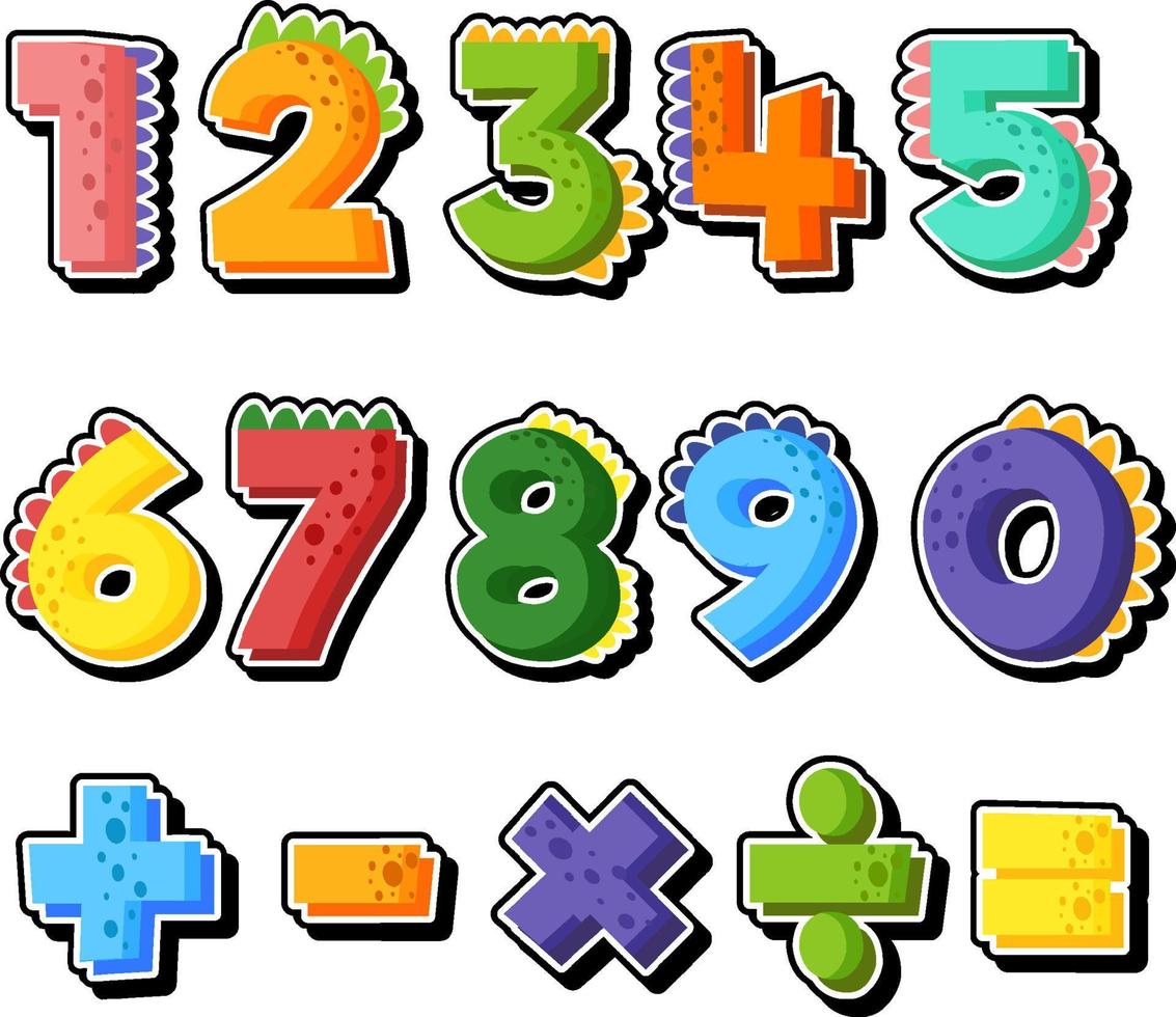 contando o número de 0 a 9 e símbolos matemáticos vetor