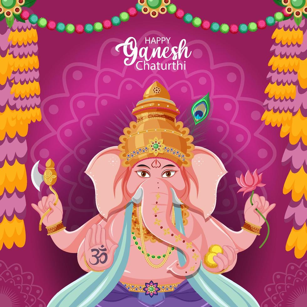 cartaz feliz de ganesh chaturthi vetor