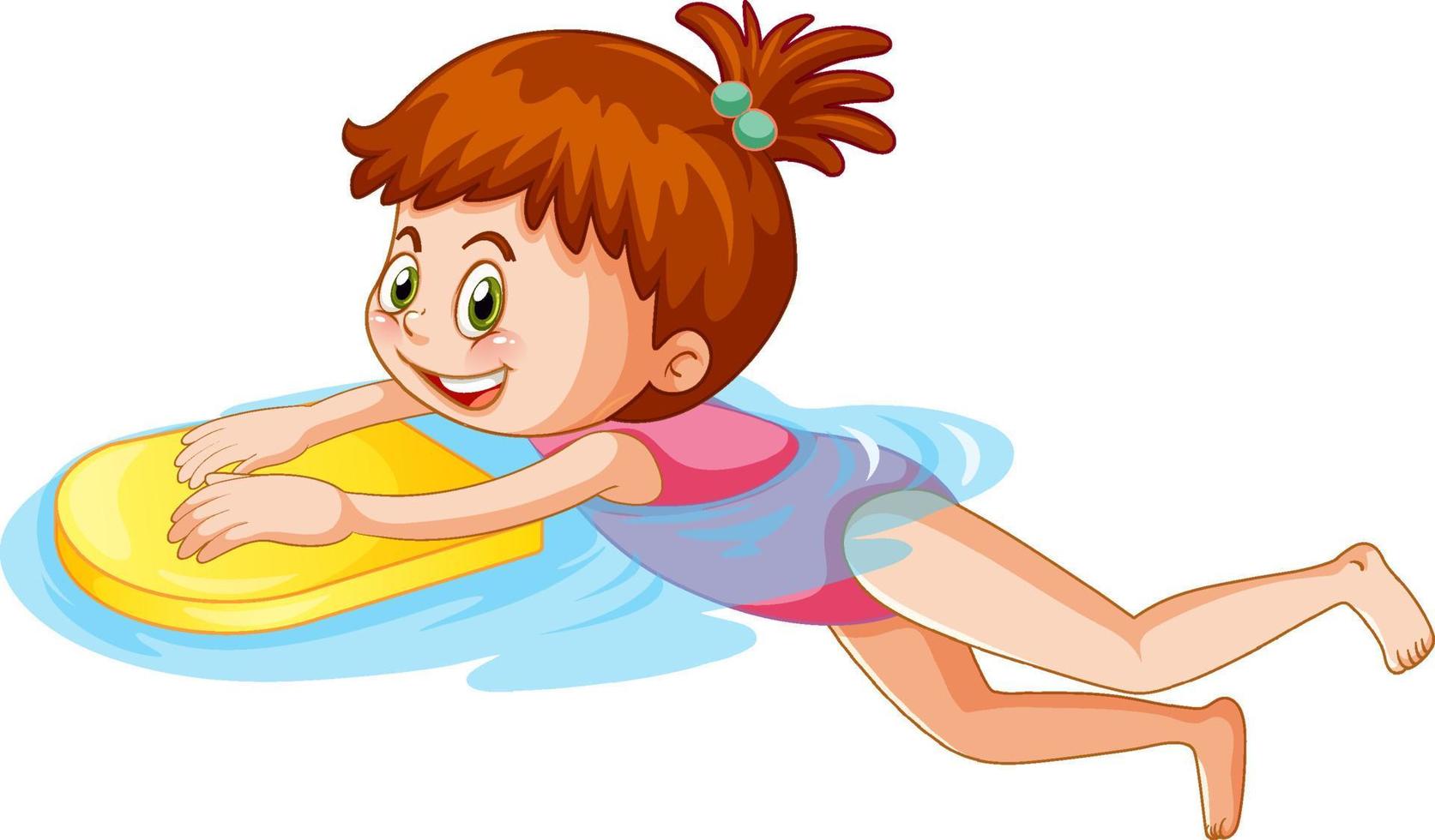 garota dos desenhos animados pratica natação vetor