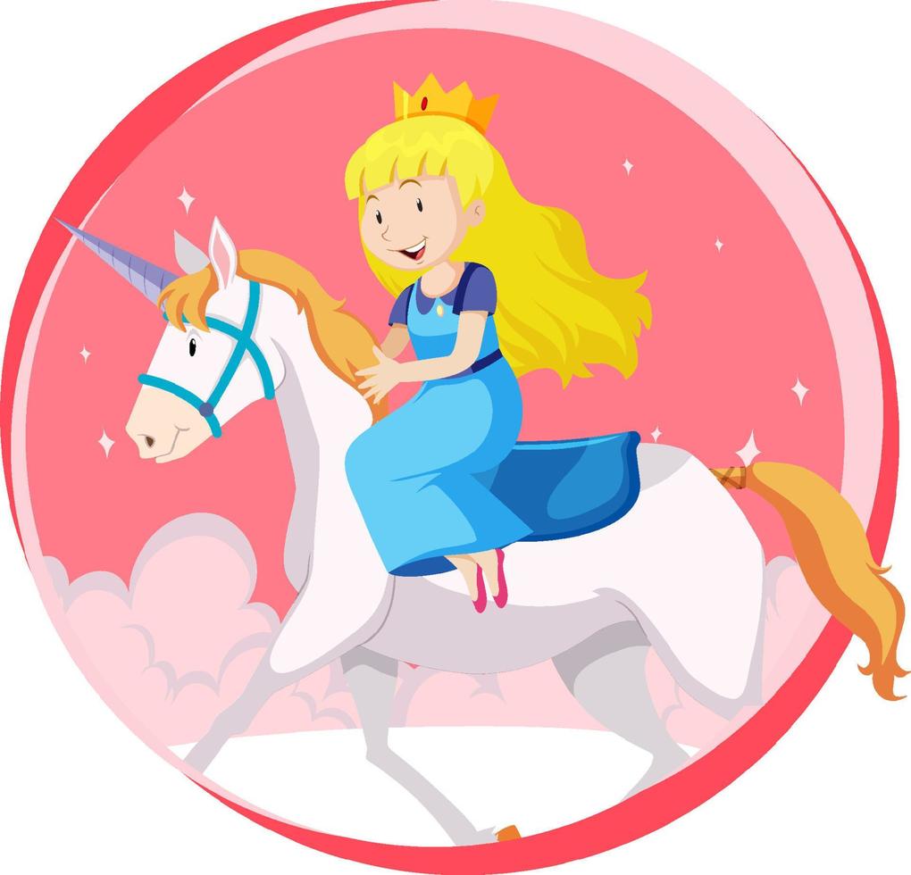 personagem de princesa de fantasia montando um unicórnio em fundo branco vetor