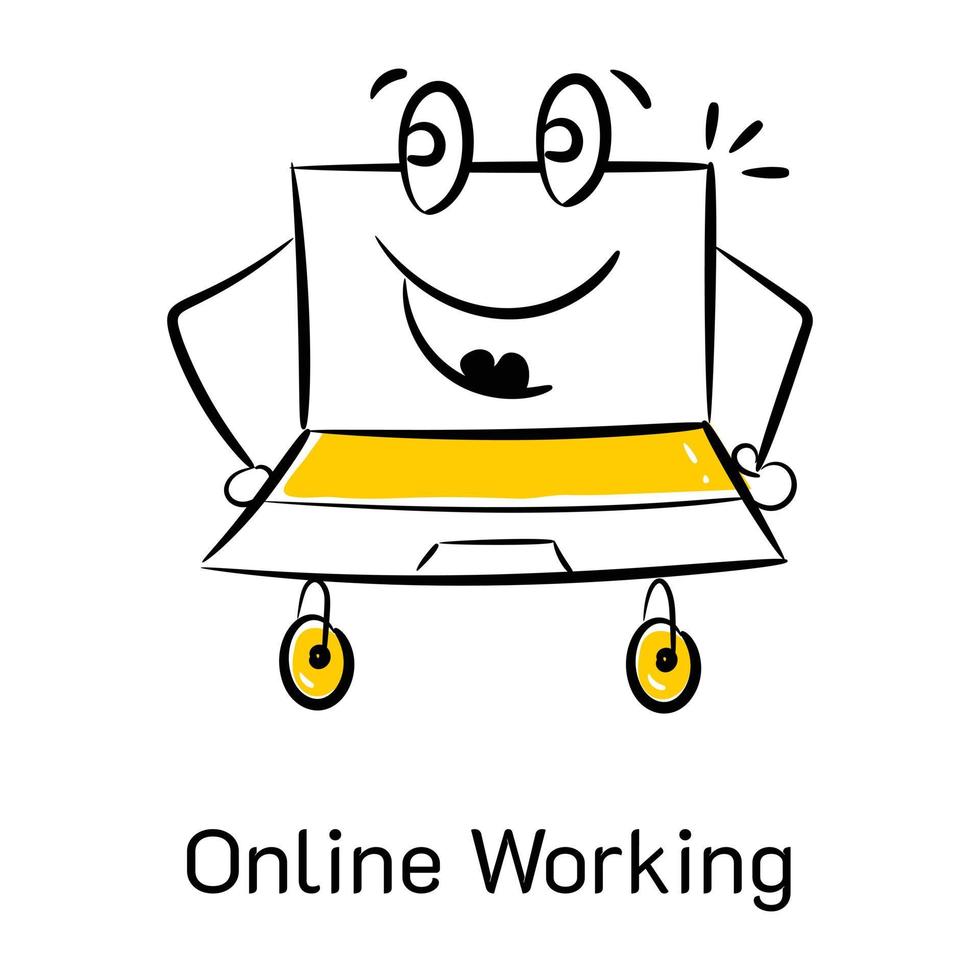 um ícone bonito desenhado à mão de trabalho online vetor