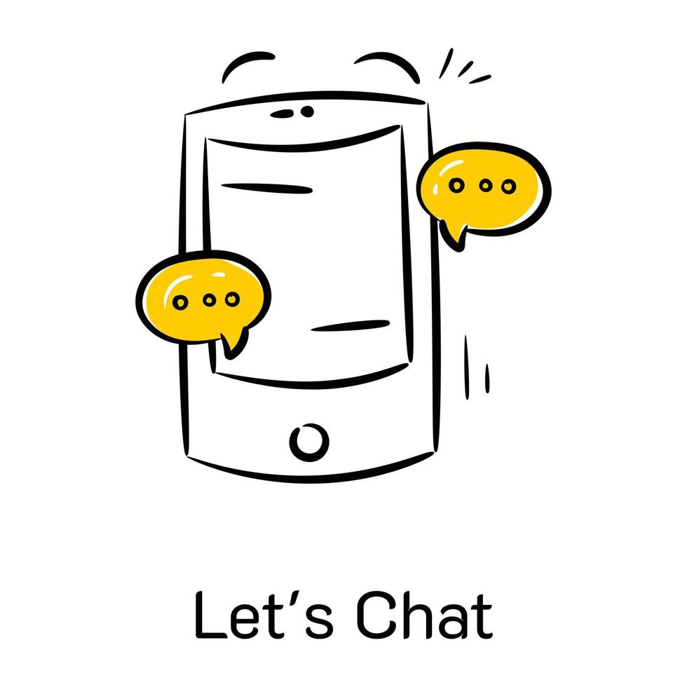 um ícone desenhado à mão personalizável de let chat vetor