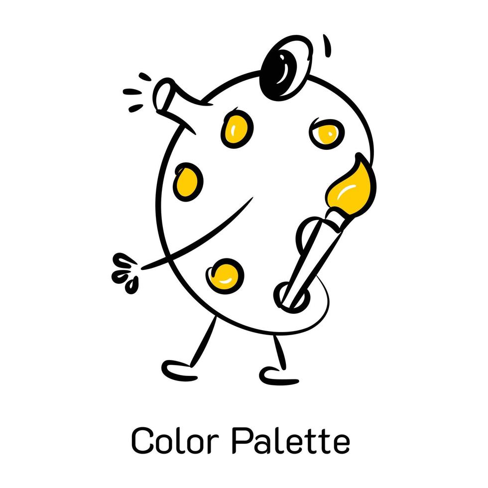 ícone desenhado à mão da paleta de cores em formato vetorial vetor