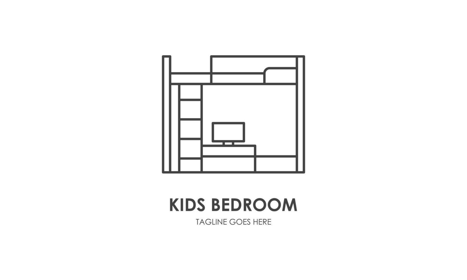 ícone linear de móveis de quarto de bebê e crianças vetor