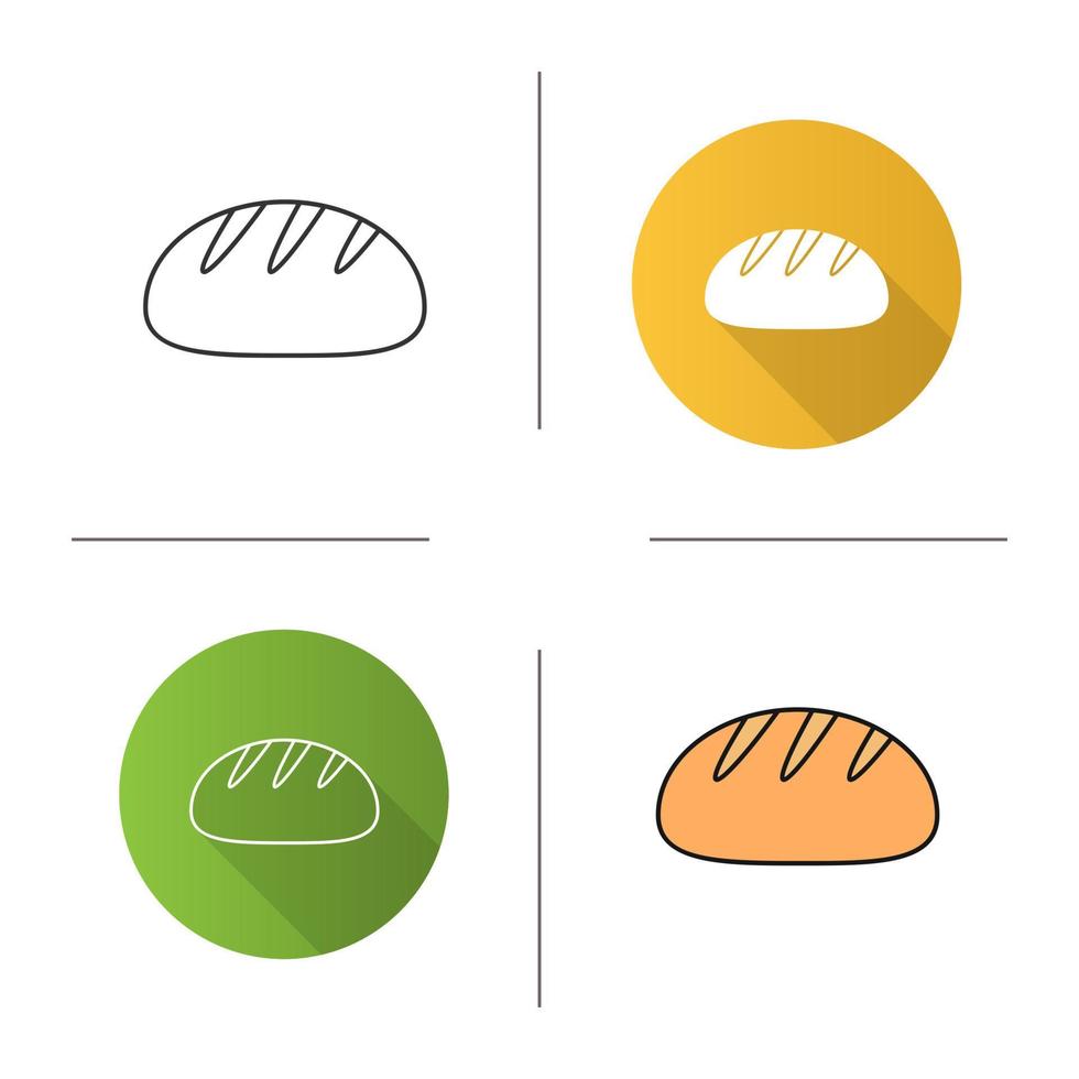 ícone de pão redondo branco. design plano, estilos lineares e de cores. ilustrações vetoriais isoladas vetor