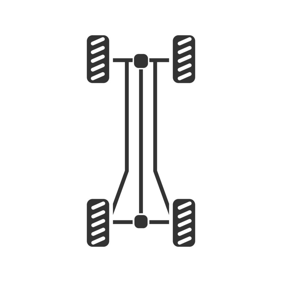 ícone de glifo de quadro de chassi de carro. símbolo de silhueta. espaço negativo. ilustração vetorial isolada vetor