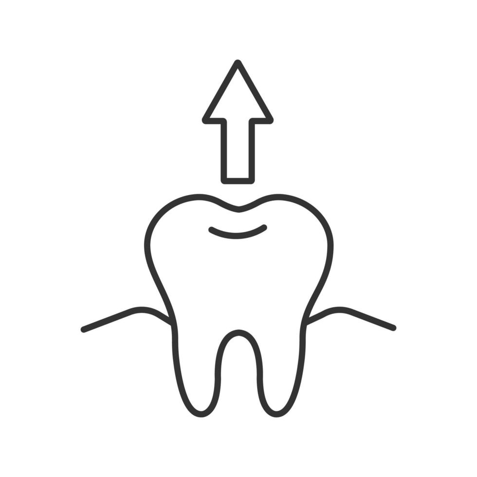 ícone linear de extração dentária. ilustração de linha fina. arrancamento de dente. símbolo de contorno. desenho de contorno isolado de vetor