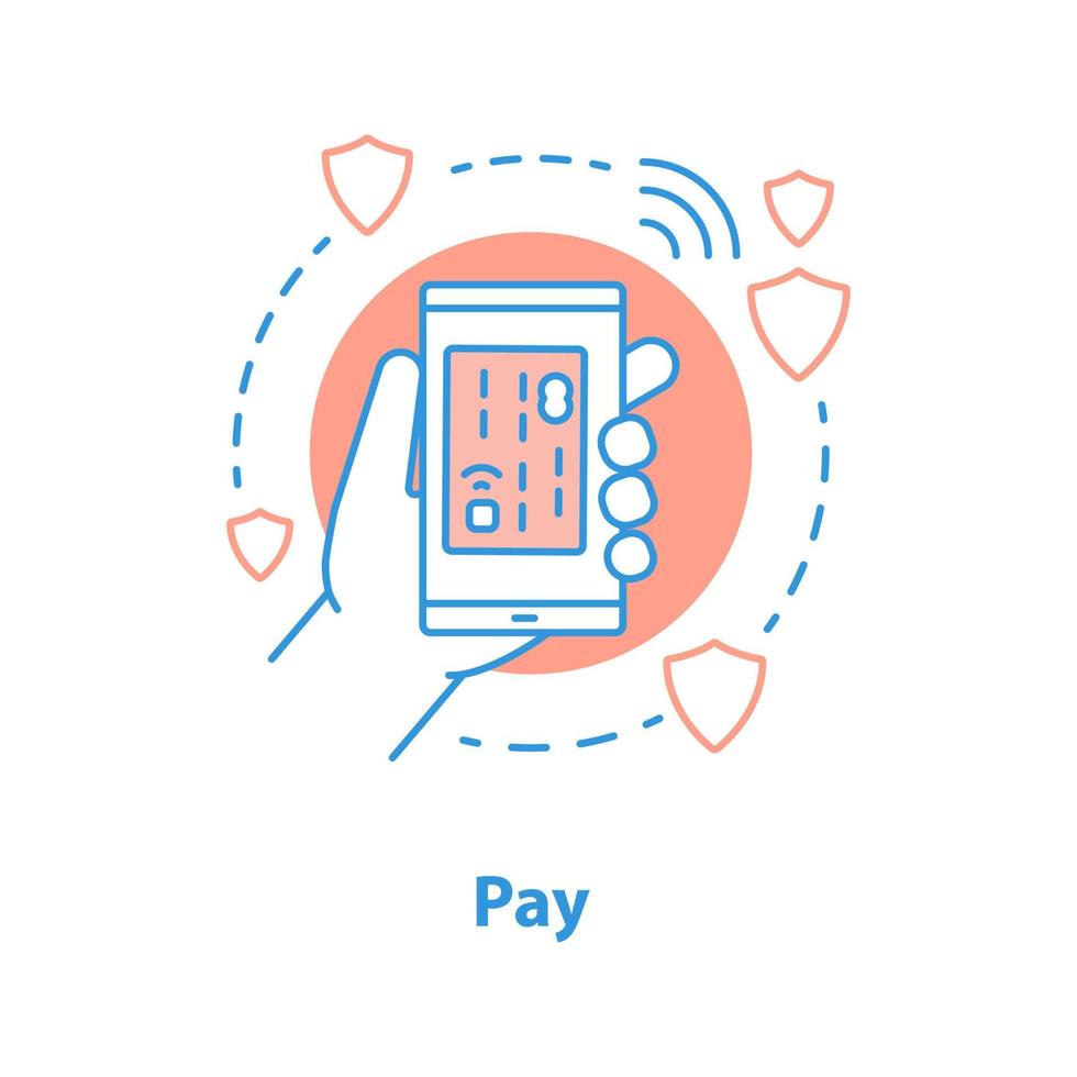 ícone de conceito de pagamento sem dinheiro. ilustração de linha fina de idéia de banco on-line. Cartão de crédito. desenho de contorno isolado de vetor