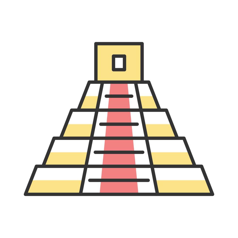 ícone de cor da pirâmide mexicana. teotihuacan. pirâmide maia. escadas para cima. ilustração vetorial isolada vetor