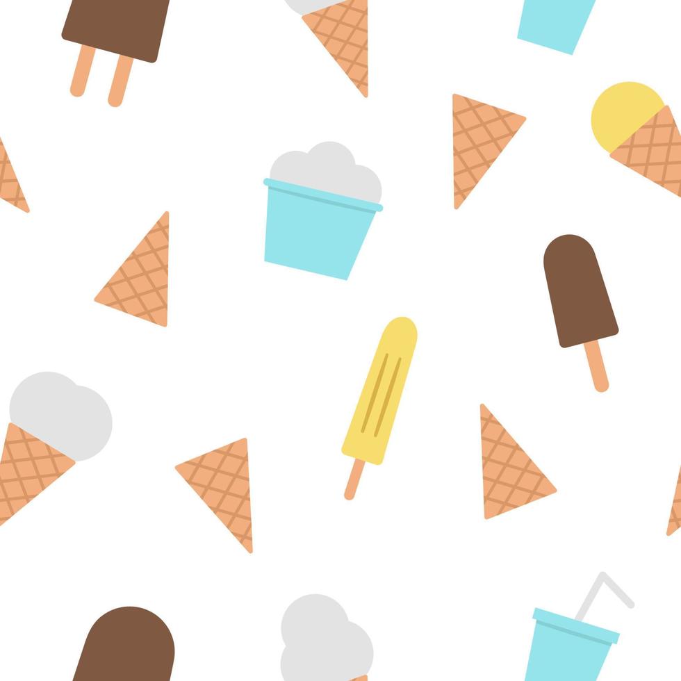 padrão sem emenda de sorvete de vetor. papel digital fofo com menu de sobremesas de verão doce. fundo de sorvete. textura de sorvete de estilo simples vetor