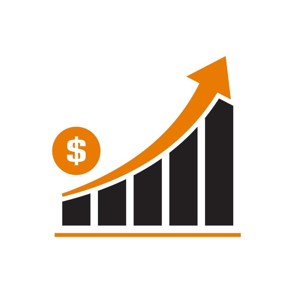 ilustração em vetor plana de gráfico gráfico e seta. adequado para elemento de design de apresentação de finanças, conceito de crescimento da empresa e modelo de infográfico de negócios.