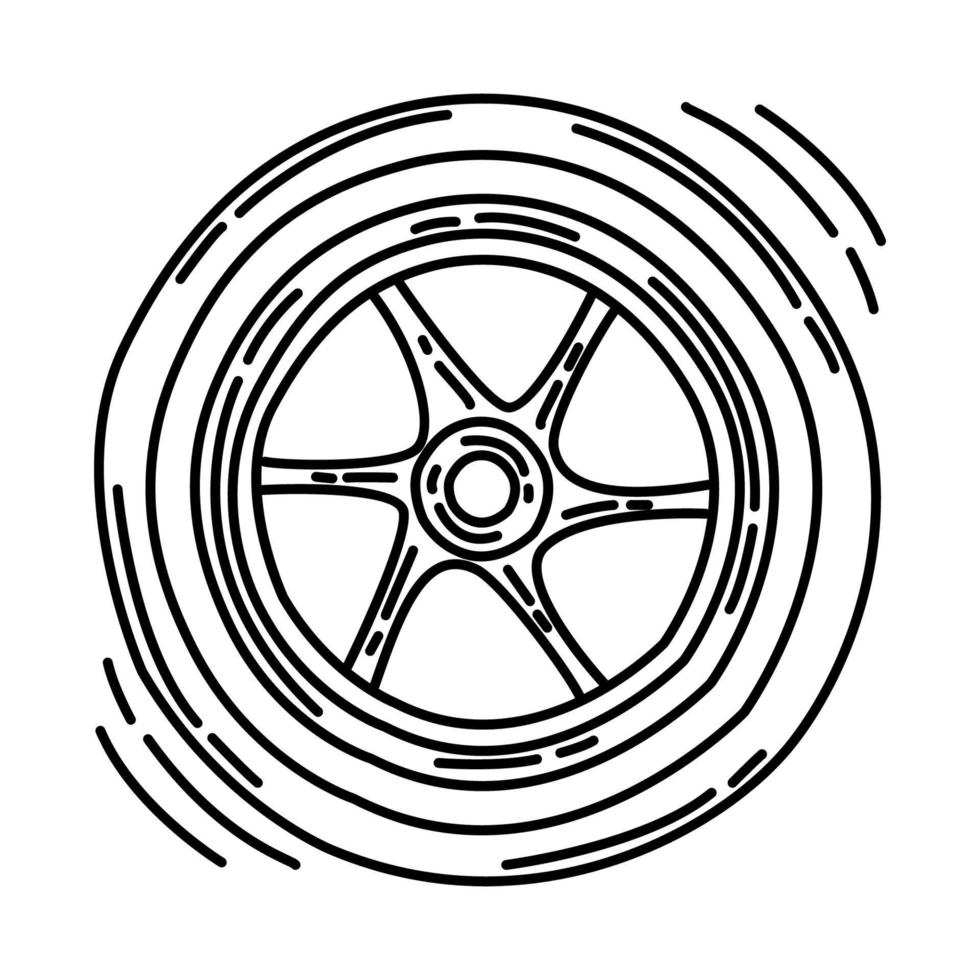 ícone de roda de motocicleta. doodle desenhado à mão ou estilo de ícone de contorno. vetor