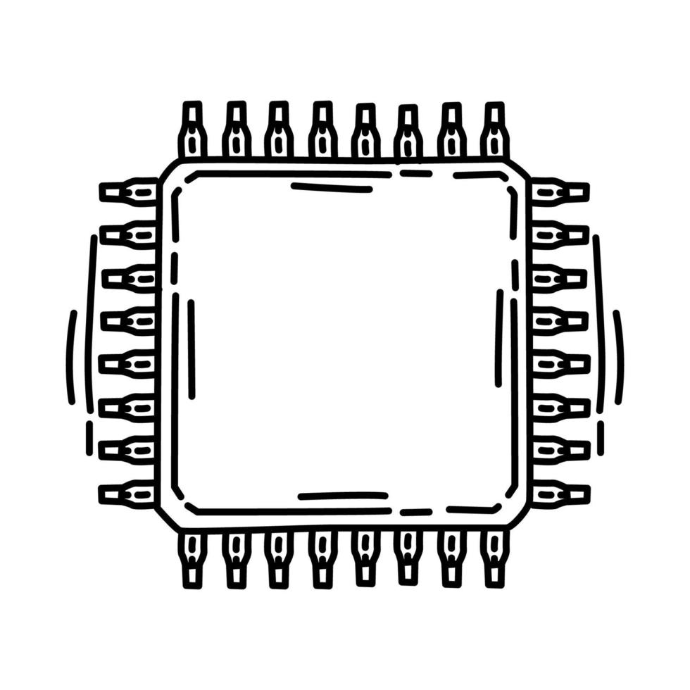 ícone de componente de chip. doodle desenhado à mão ou estilo de ícone de contorno. vetor