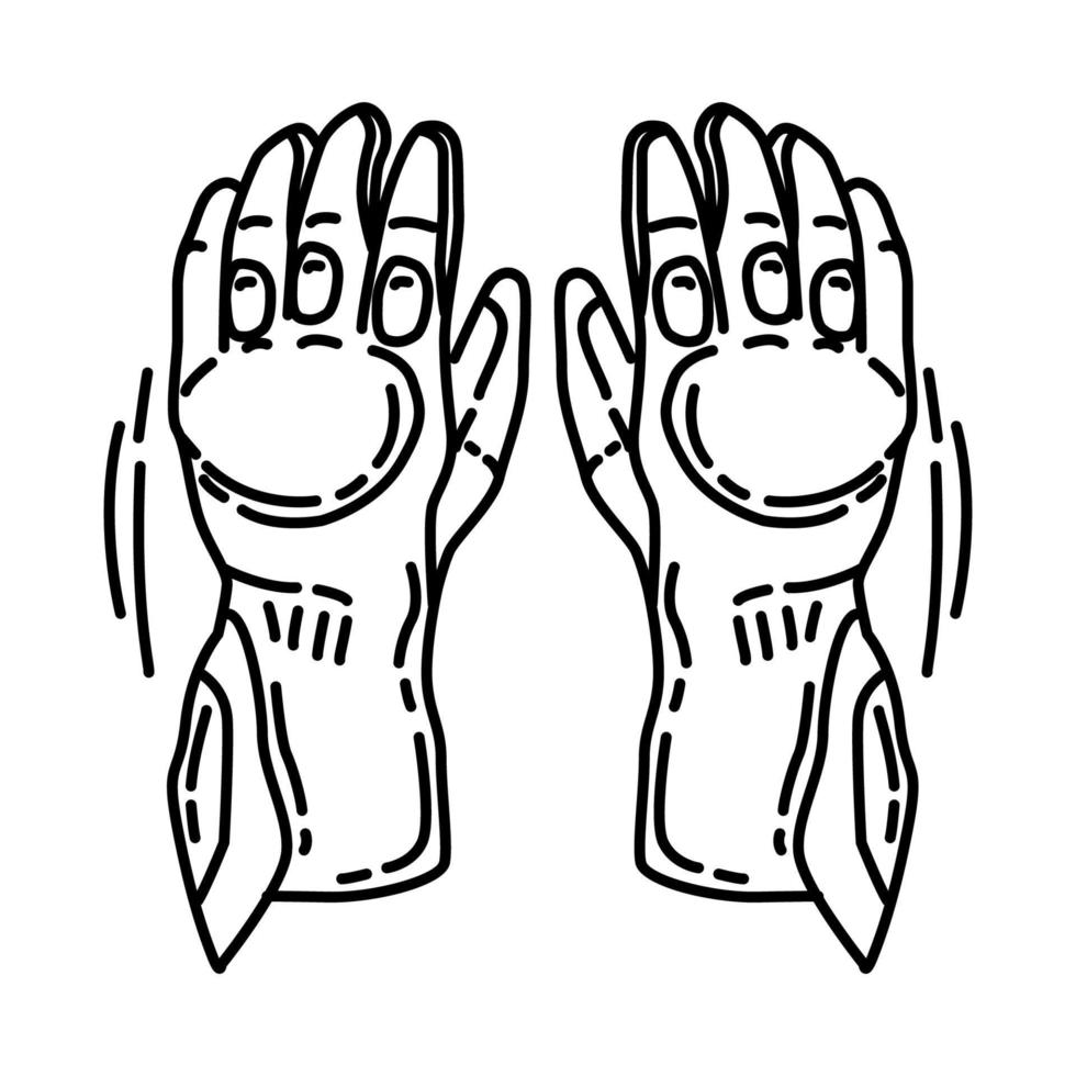 ícone de luvas de motocicleta. doodle desenhado à mão ou estilo de ícone de contorno. vetor