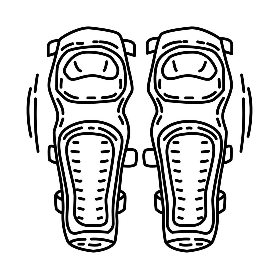 ícone de joelheiras de motocicleta. doodle desenhado à mão ou estilo de ícone de contorno. vetor