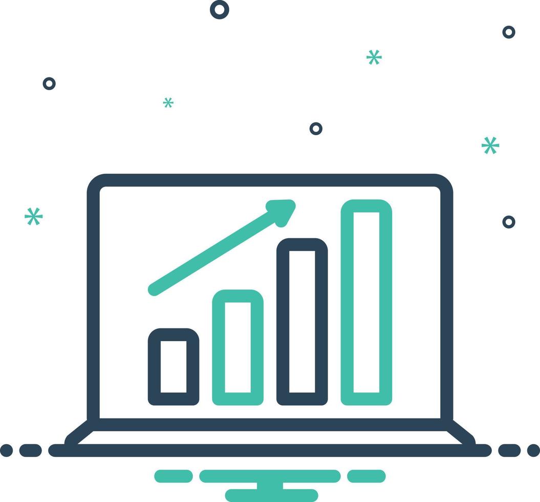 ícone de mistura para gráficos de lucros de laptop vetor