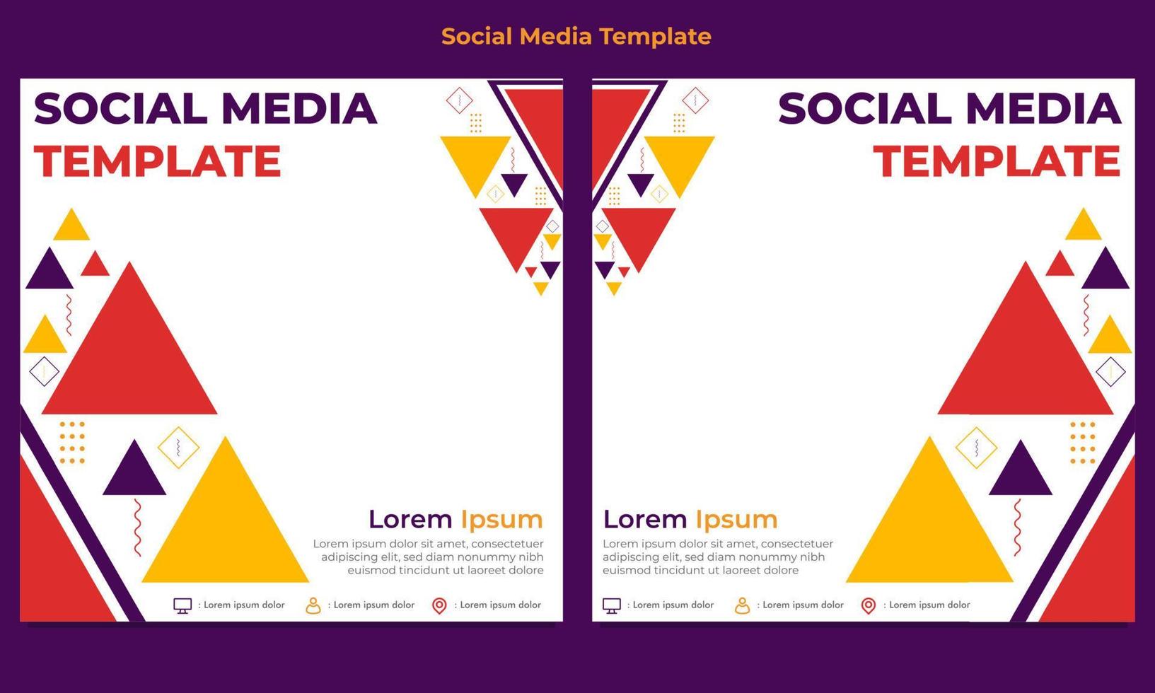modelo de postagem de mídia social de forma geométrica de triângulo colorido vetor