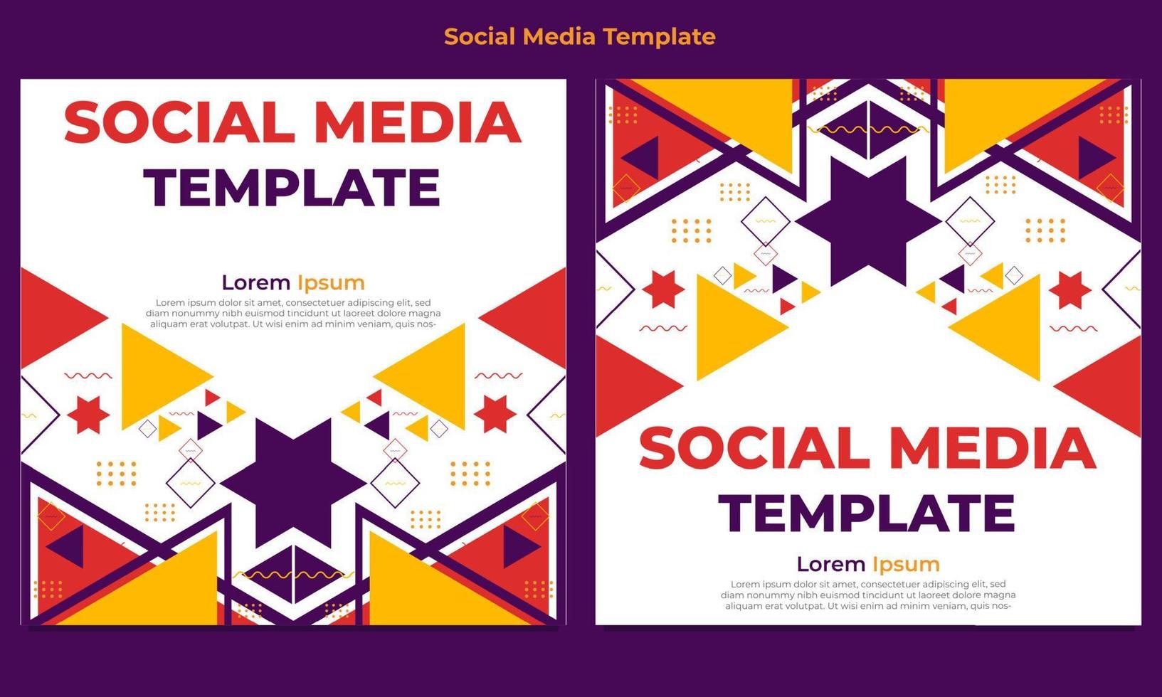 modelo de postagem de mídia social de forma geométrica de triângulo colorido vetor