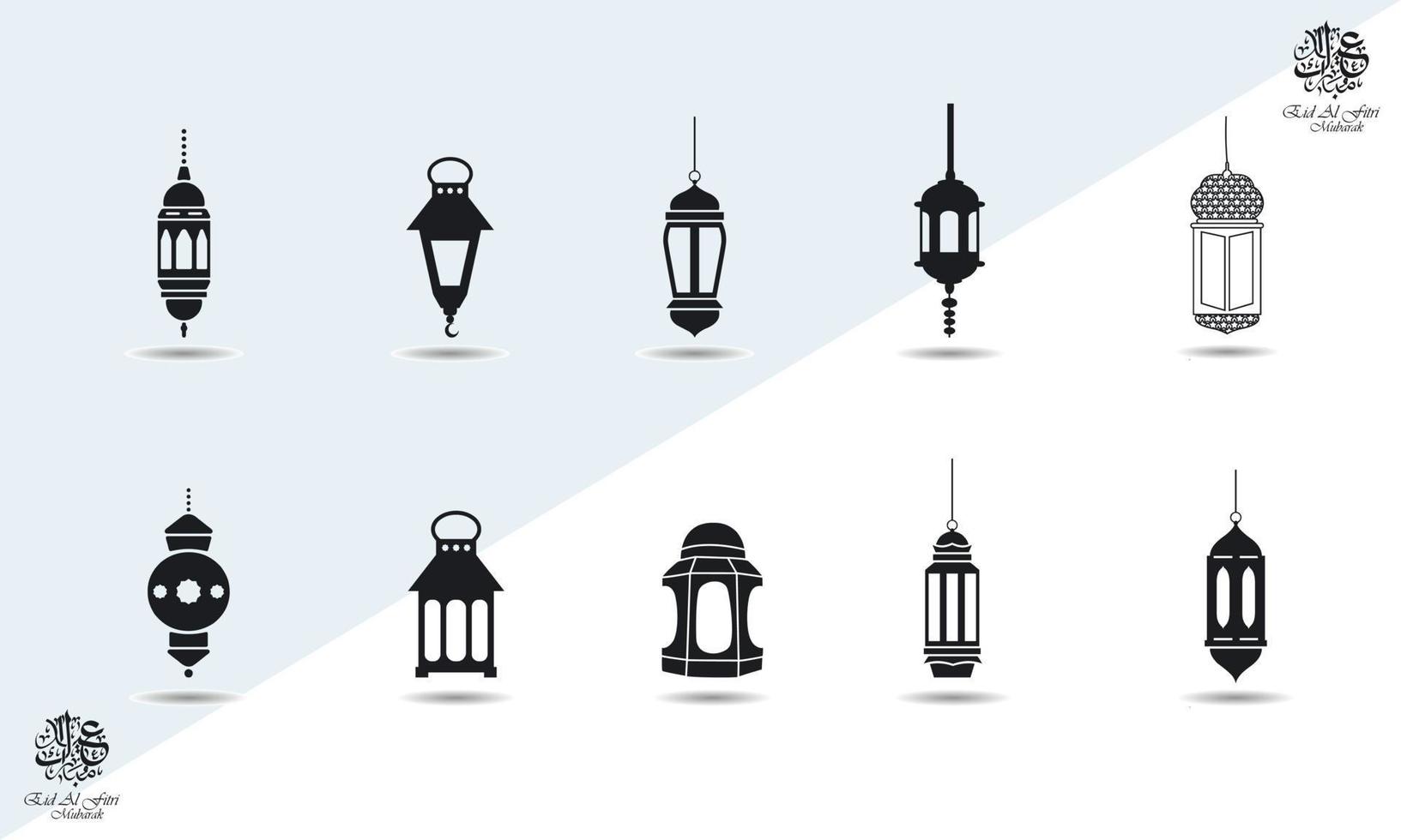 conjuntos de ícones de lâmpadas islâmicas fotograami vetor
