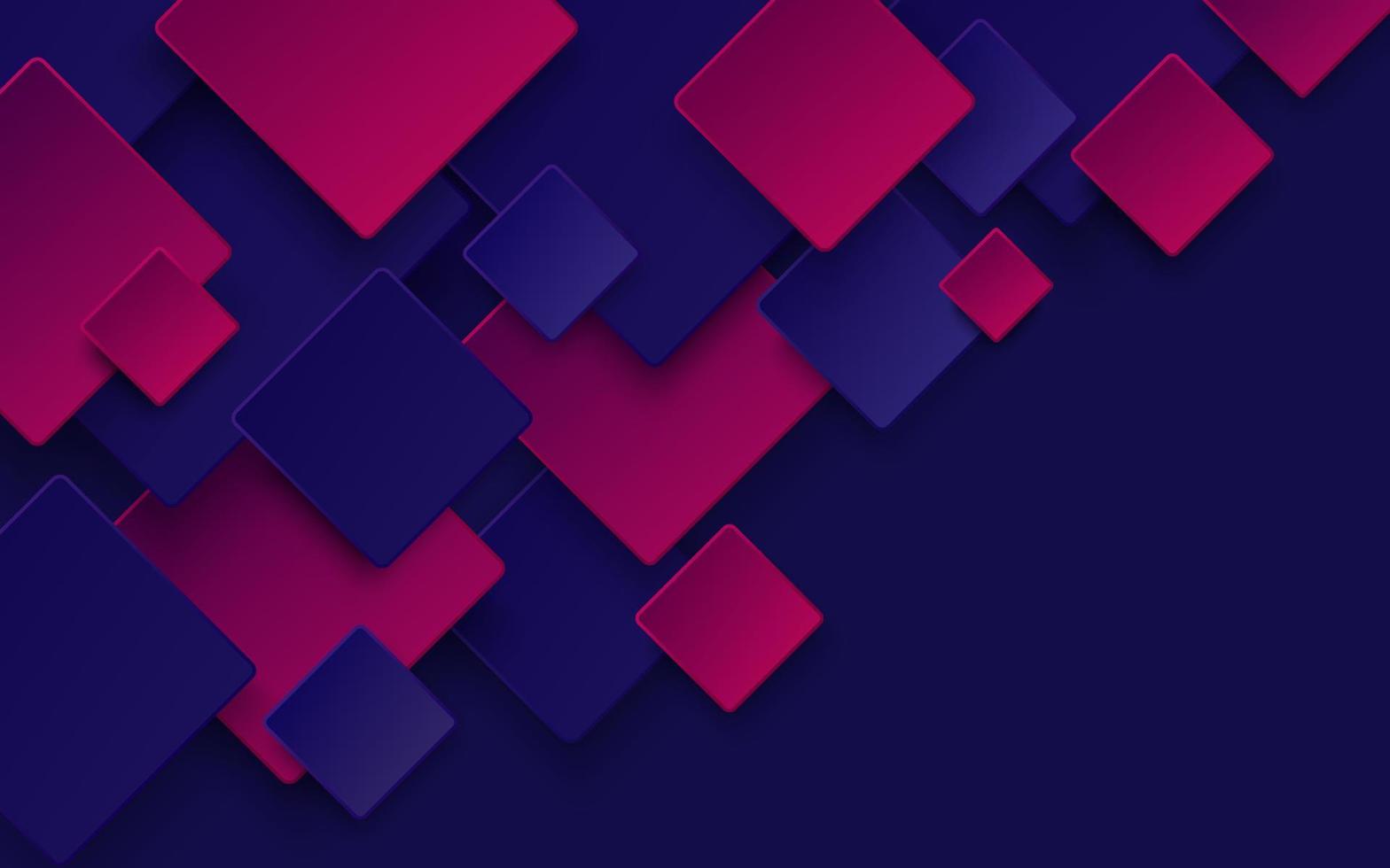 padrão de sobreposição quadrado de cor roxa azul escuro e rosa moderno no fundo com sombra. forma geométrica abstrata de cor na moda com espaço de cópia. conceito futurista e de tecnologia. vetor eps10.