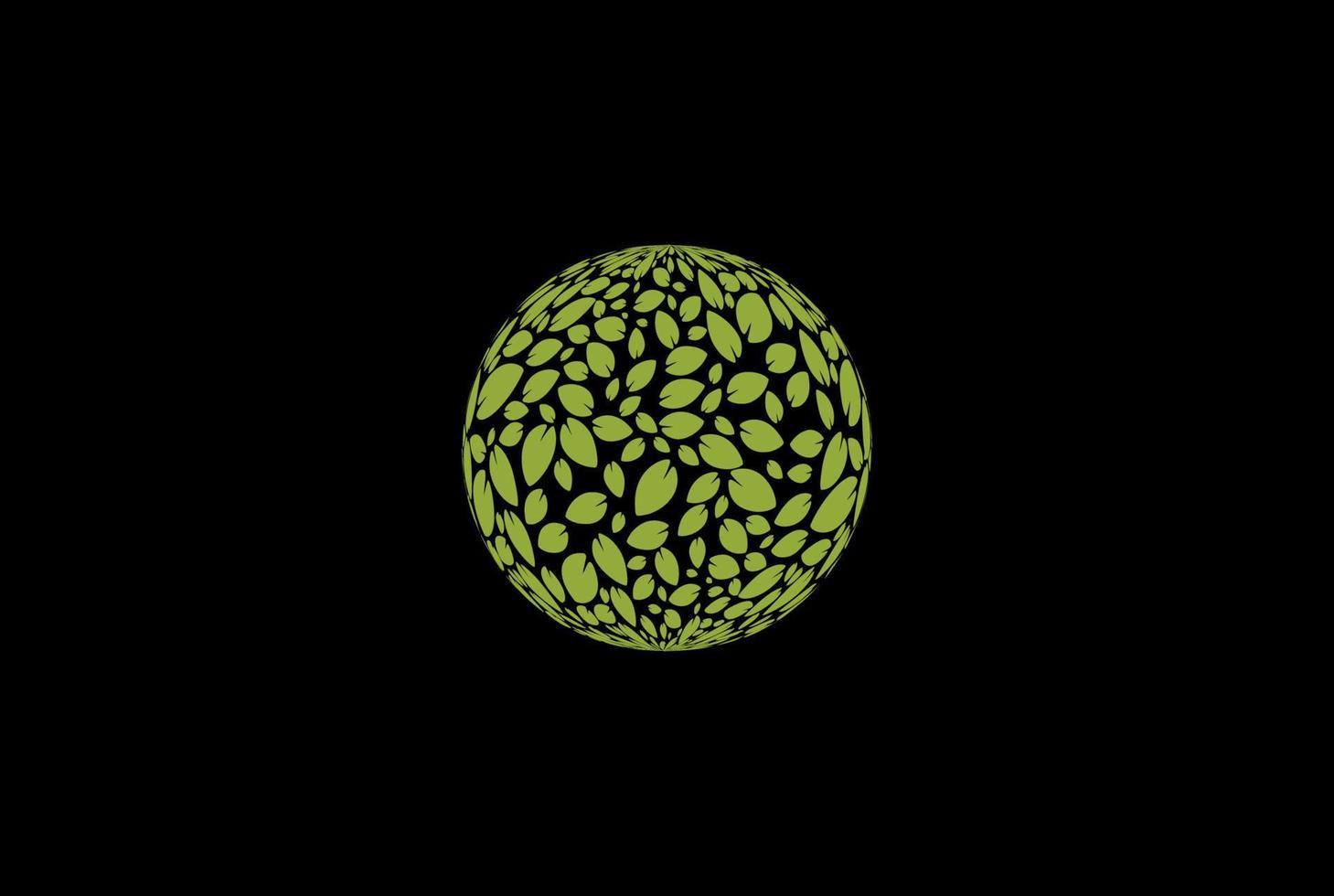 círculo esfera circular folha verde deixa bola de folhagem para vetor de design de logotipo de ambiente global mundial