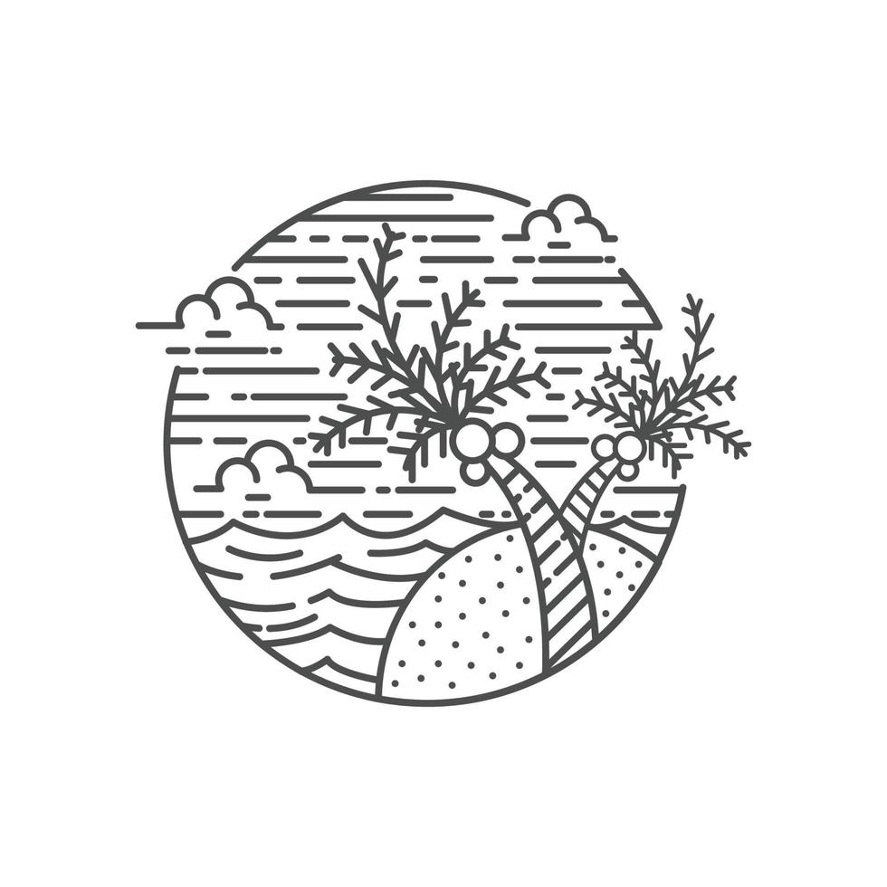 logotipo monoline de praia vetor