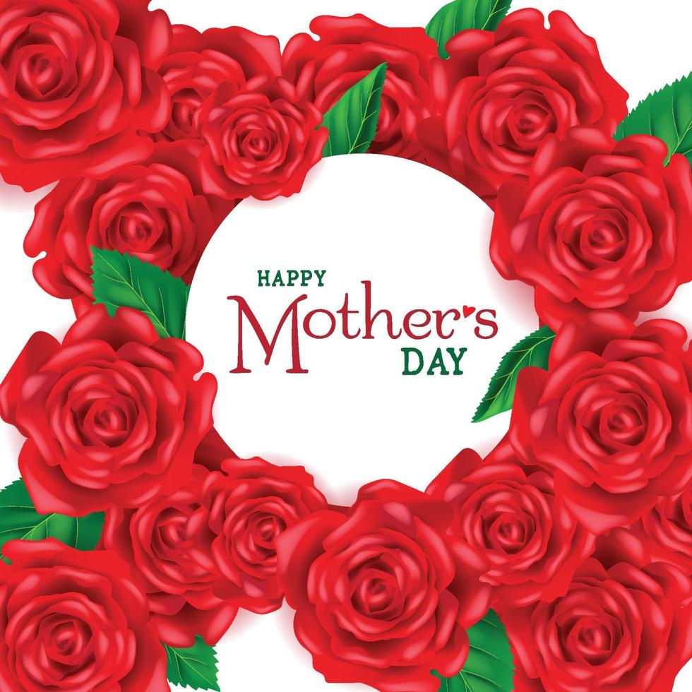 quadro de modelo de rosa com texto feliz dia das mães uso para ilustração vetorial de convite de banner vetor