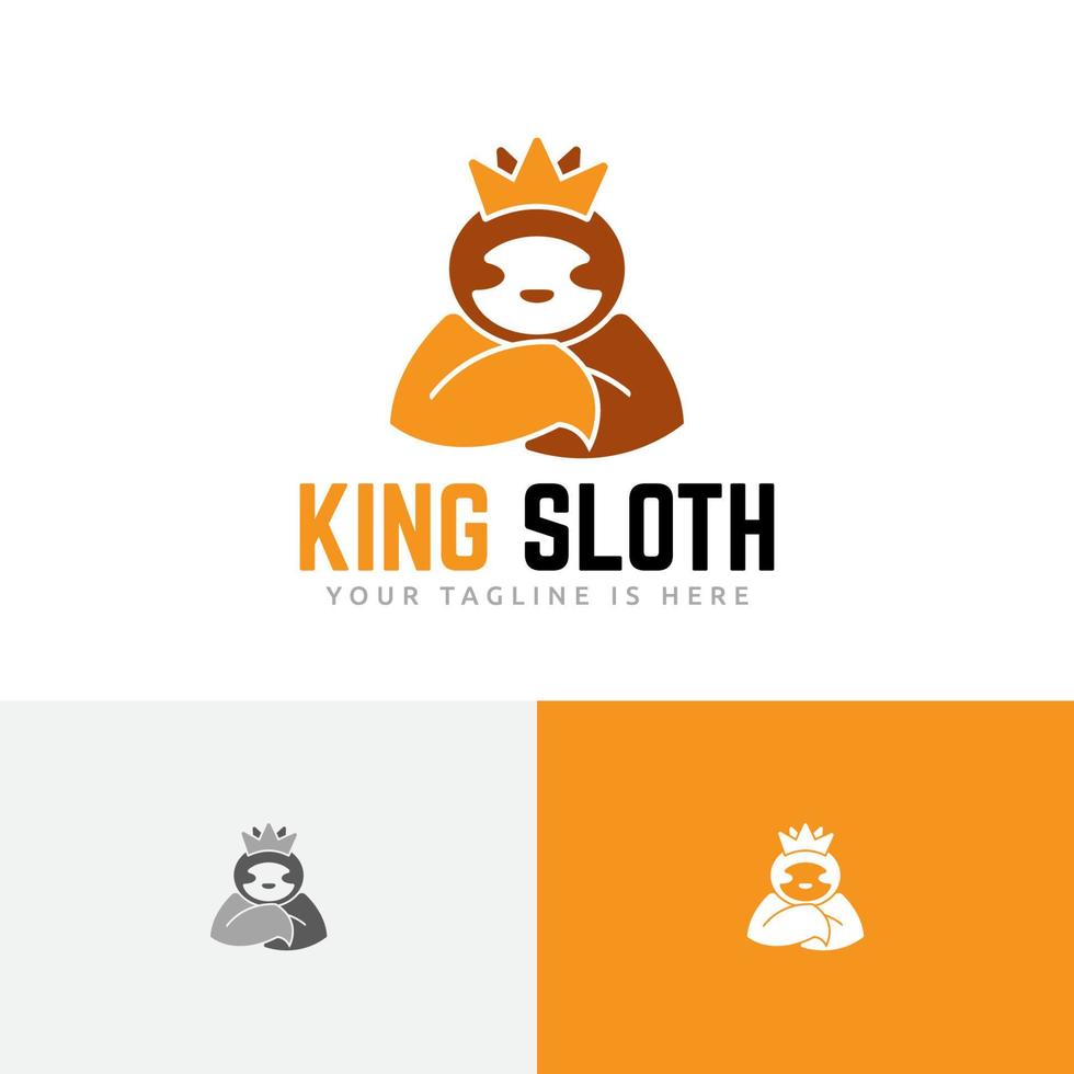 príncipe rei preguiça logotipo da mascote da coroa amarela dourada vetor