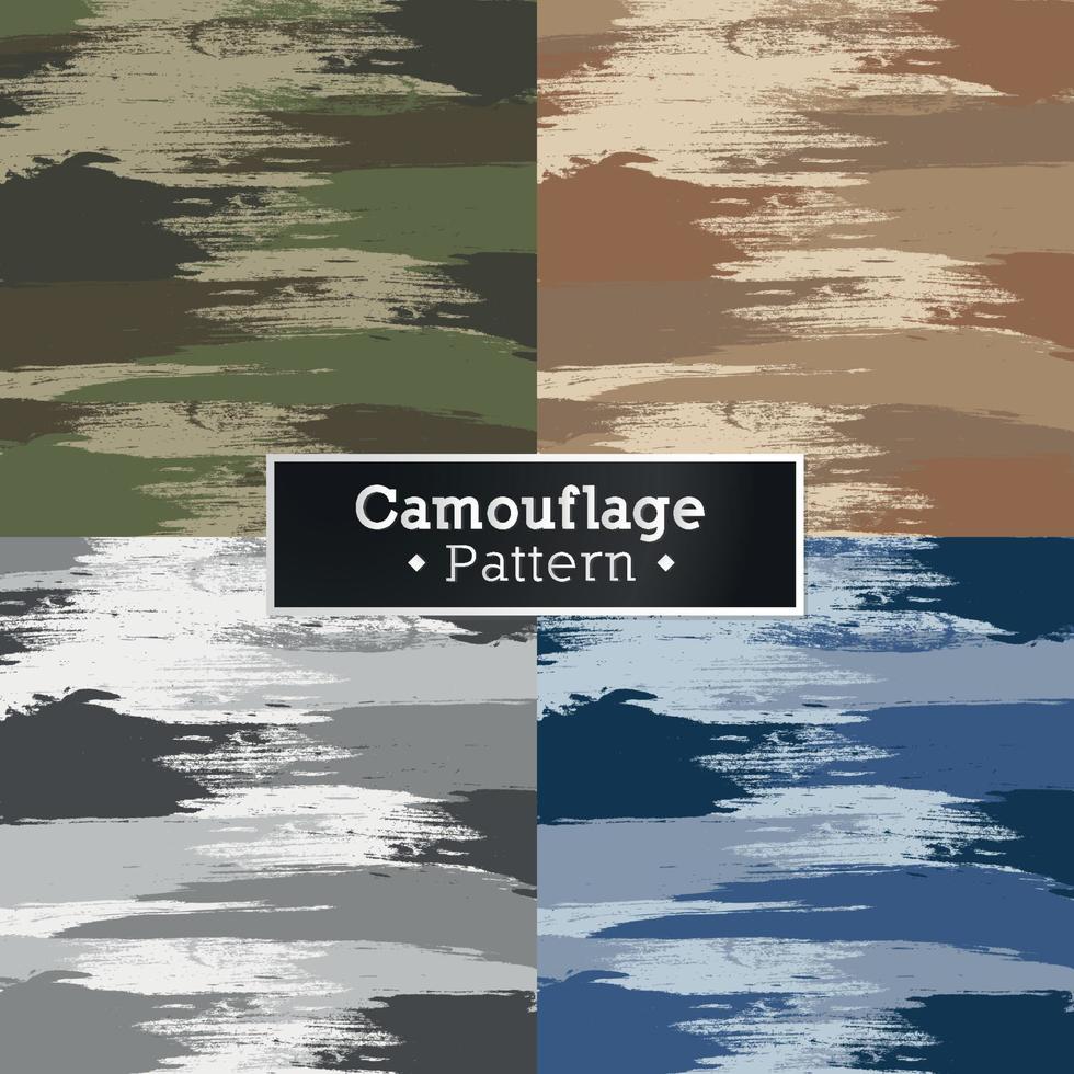 conjunto de cores abstratas de arte de pincel de fundo padrão de camuflagem do exército militar vetor