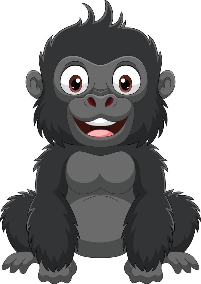 desenho animado bebê gorila sentado vetor