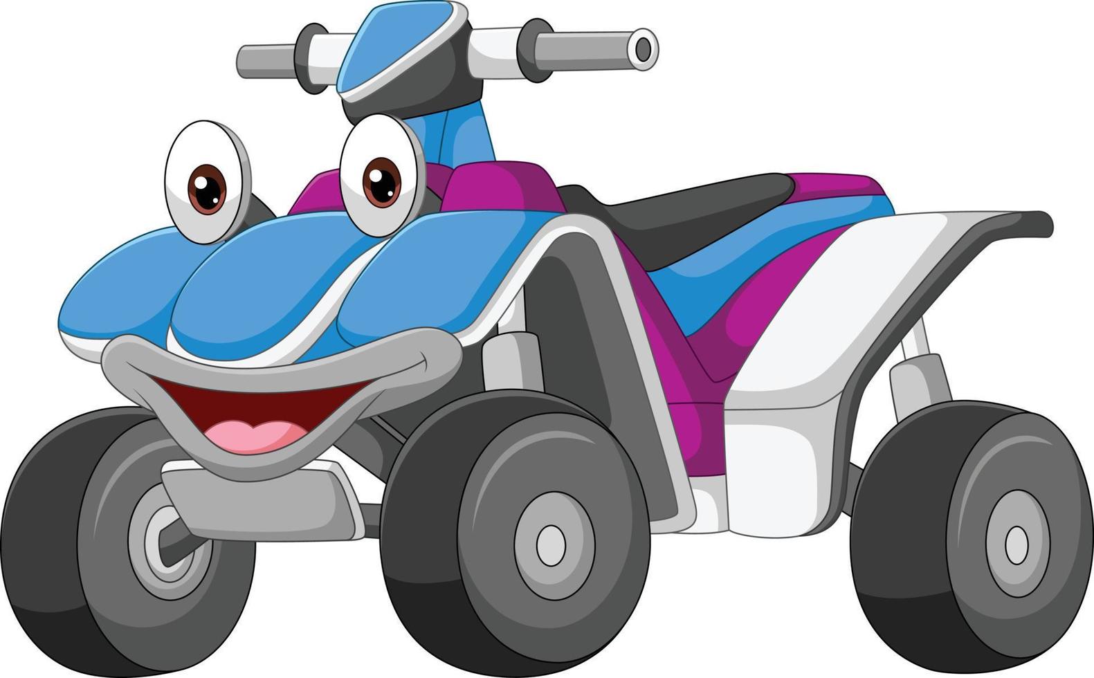 mascote de bicicleta atv sorridente dos desenhos animados vetor