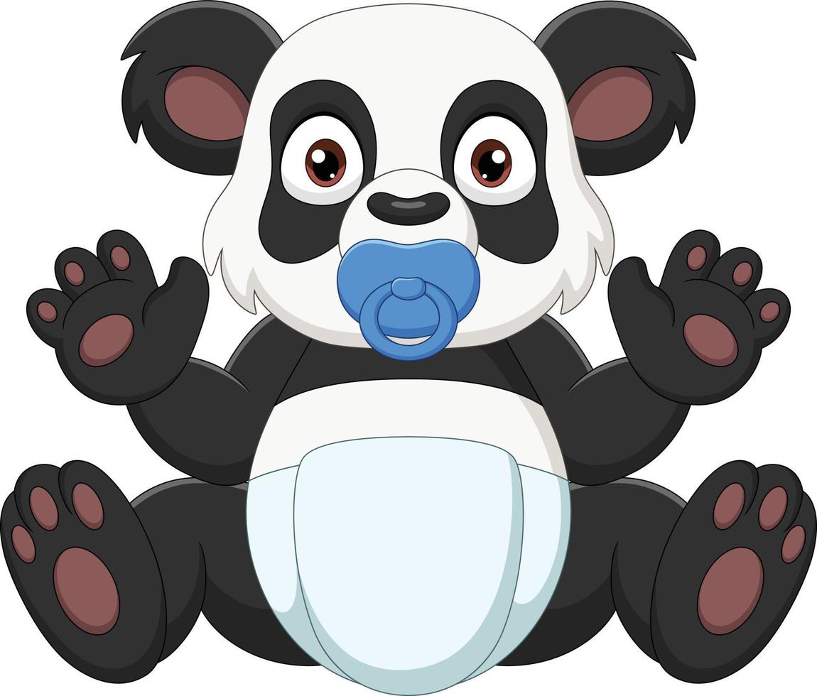 desenho animado panda bonitinho chupando uma chupeta vetor