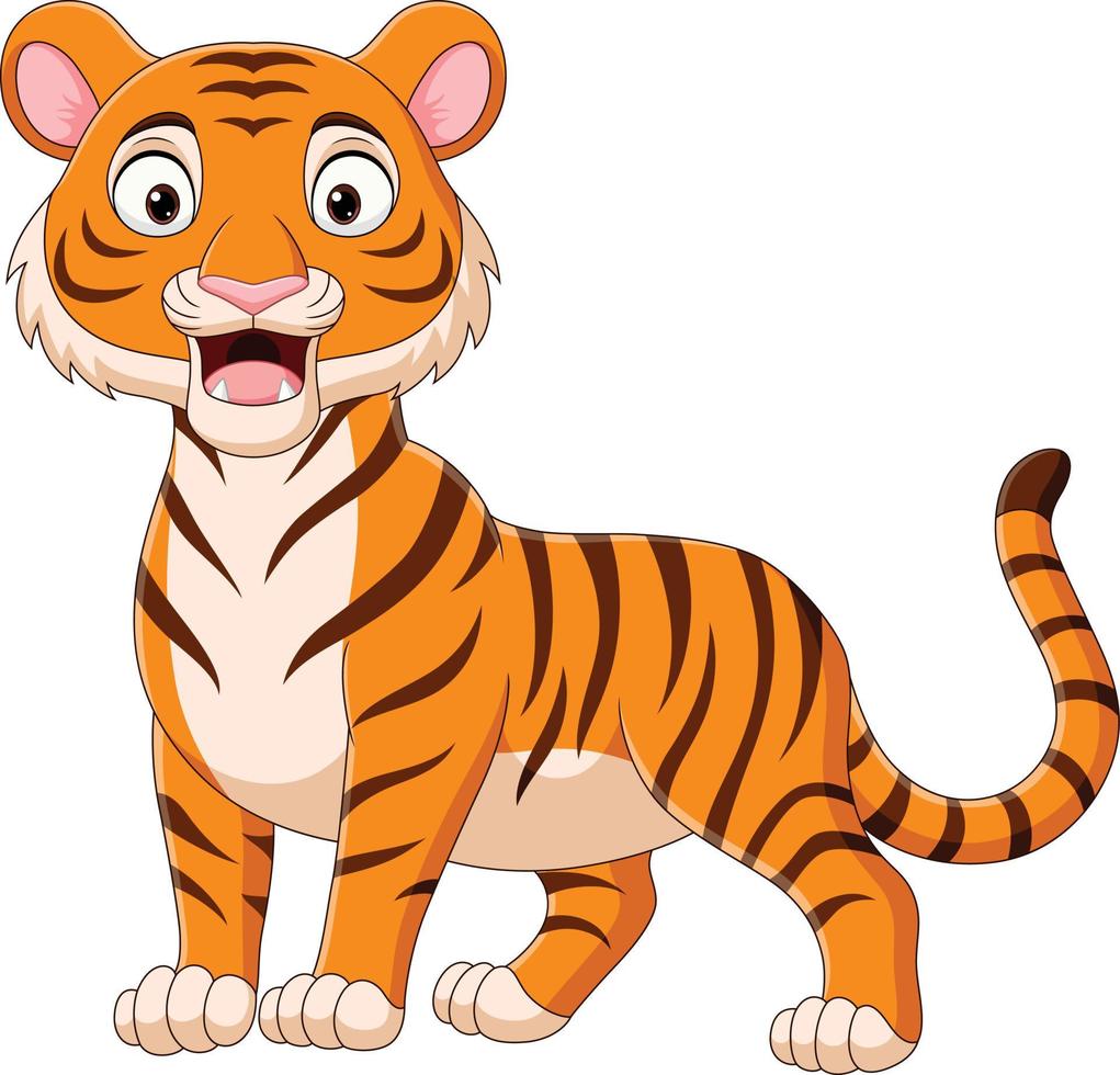 tigre de desenho animado rugindo no fundo branco vetor