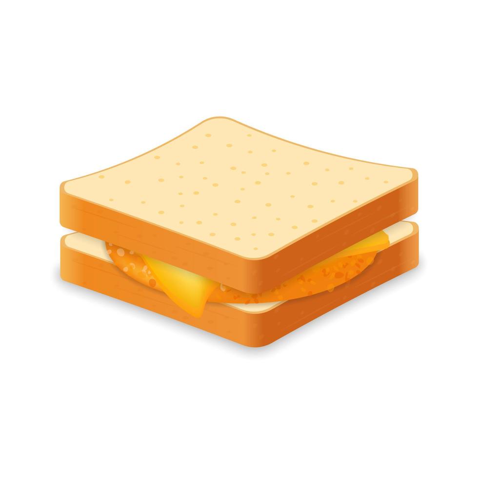 sanduíche de pão fresco com ilustração de costeleta de frango e queijo de refeição de fast food vetor