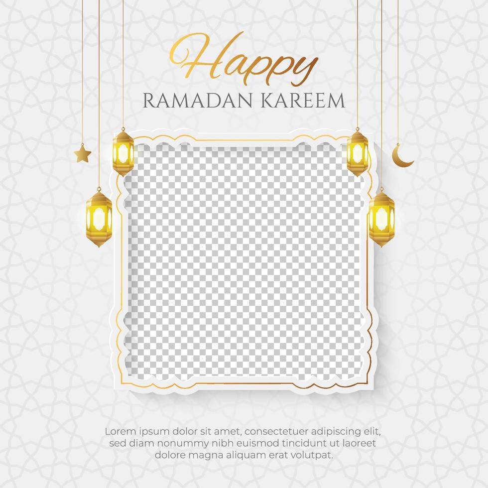 post de mídia social de luxo dourado ramadan kareem com padrão de estilo árabe e espaço de cópia para foto vetor