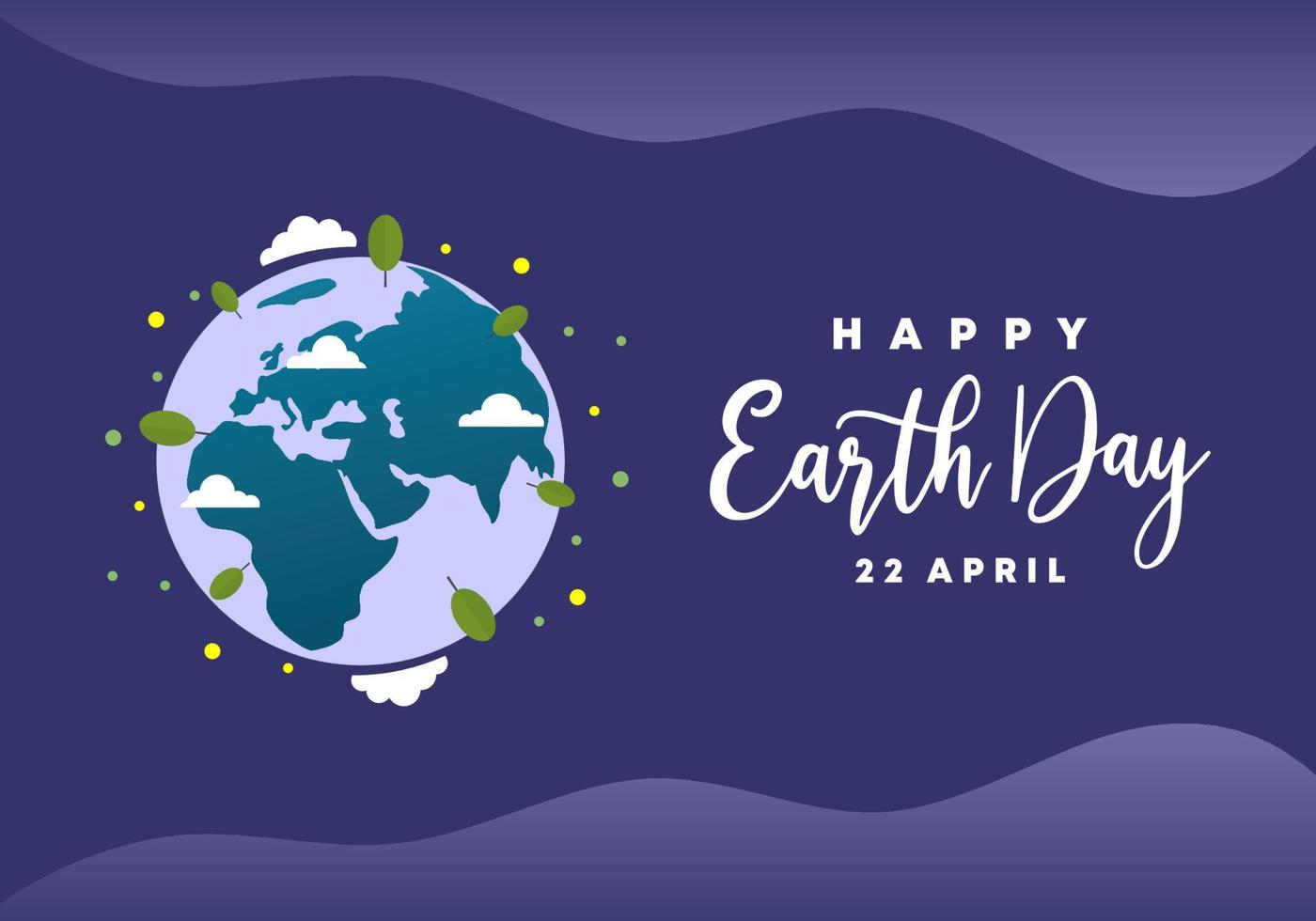 cartaz do dia da terra feliz com celebração do globo azul em 22 de abril. vetor