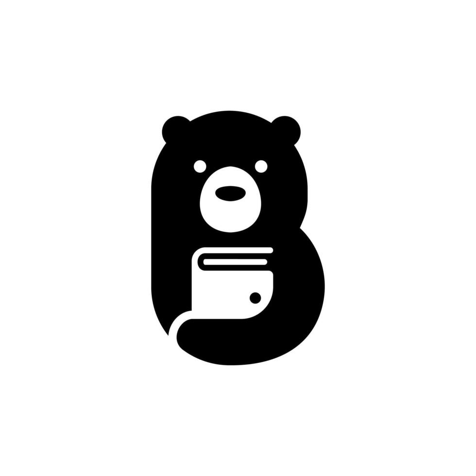 livro do urso. a combinação da letra b com a imagem de um urso segurando um livro vetor