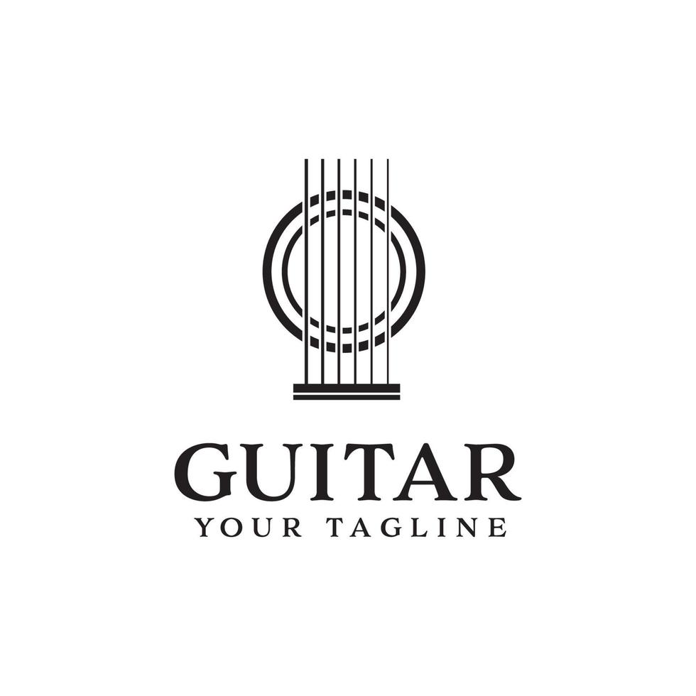 logotipo de guitarra abstrato isolado no design de vetor de fundo branco