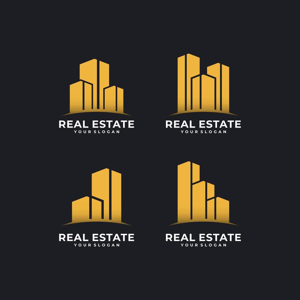 pacote de design de logotipo de construção imobiliária inspirador vetor