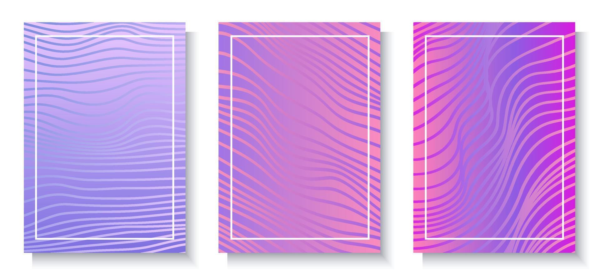 abstratos fundos vetoriais vibrantes com padrão ondulado, em cores gradientes rosa e roxo. tom de tela de ondas desbotadas. vetor