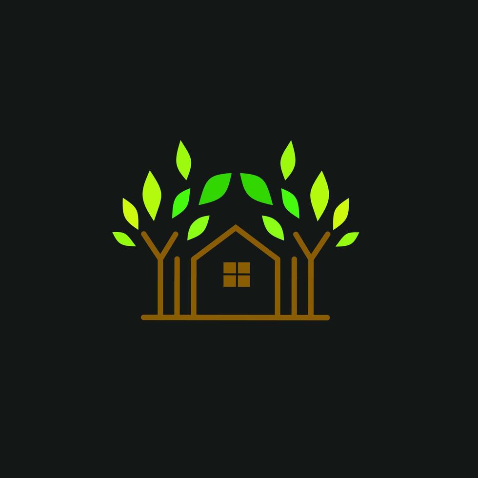 modelo logotipo ícone eco casa árvore vetor