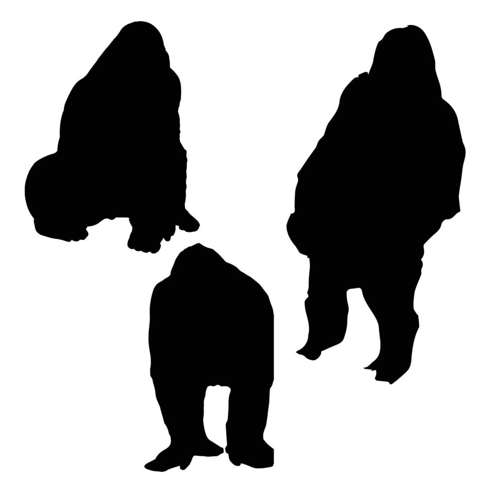 arte de silhueta de gorila vetor