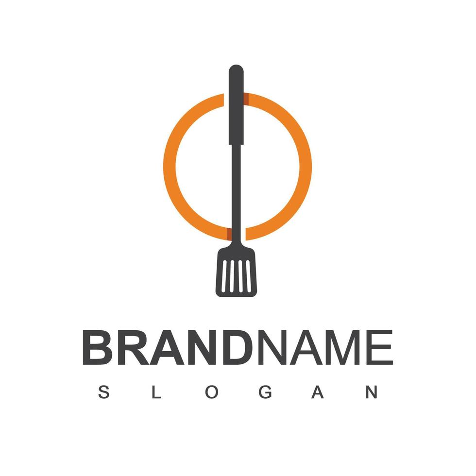 logotipo de cozinha com símbolo de espátula vetor