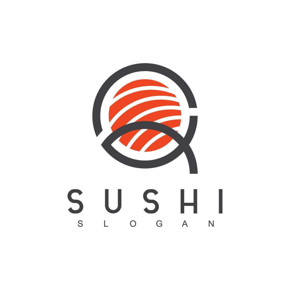 modelo de logotipo de sushi, símbolo de comida japonesa vetor
