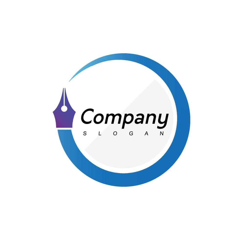logotipo da caneta, símbolo da empresa de negócios, educação e escritório de advocacia vetor