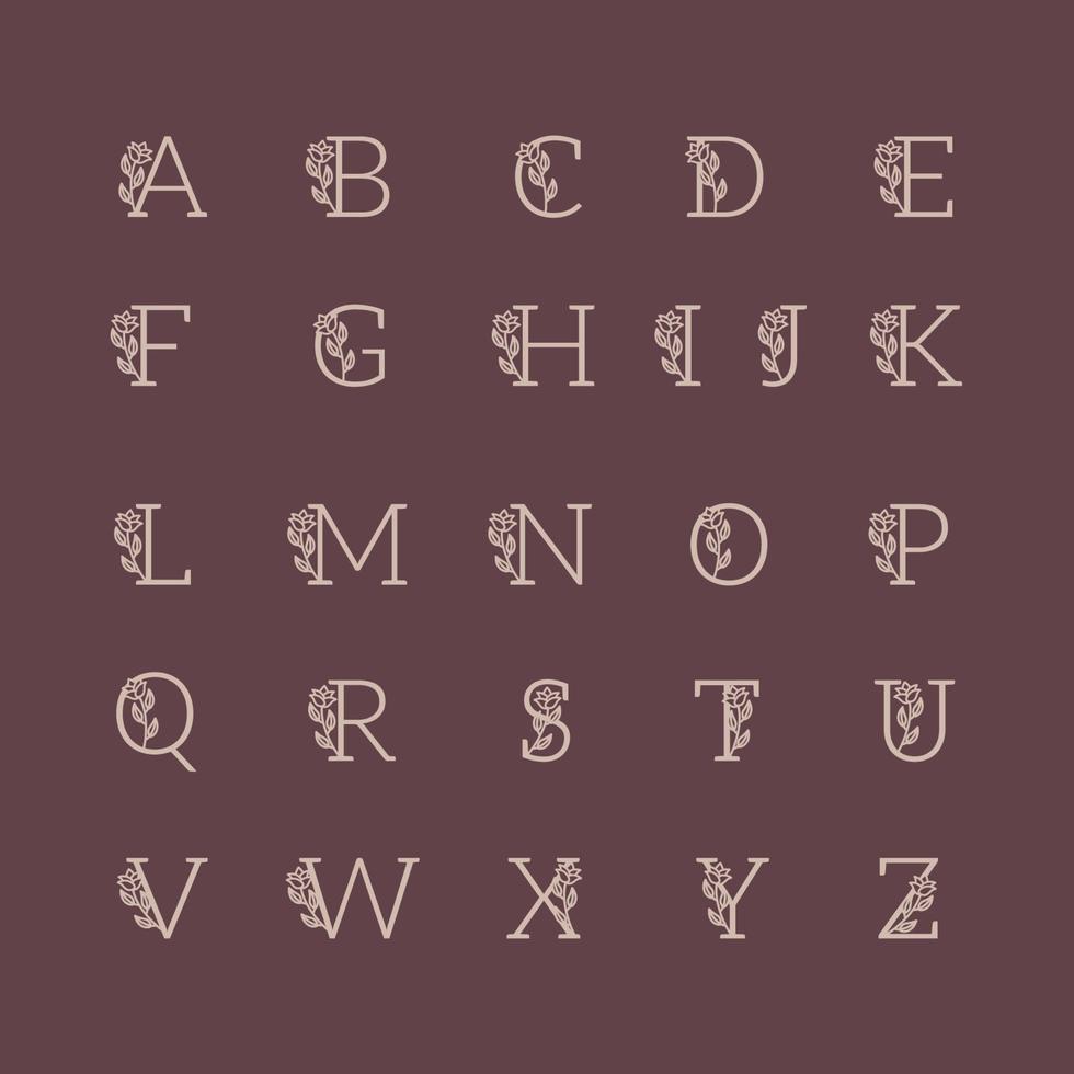 vetor de conjunto de alfabeto de logotipo de casamento de luxo decorativo