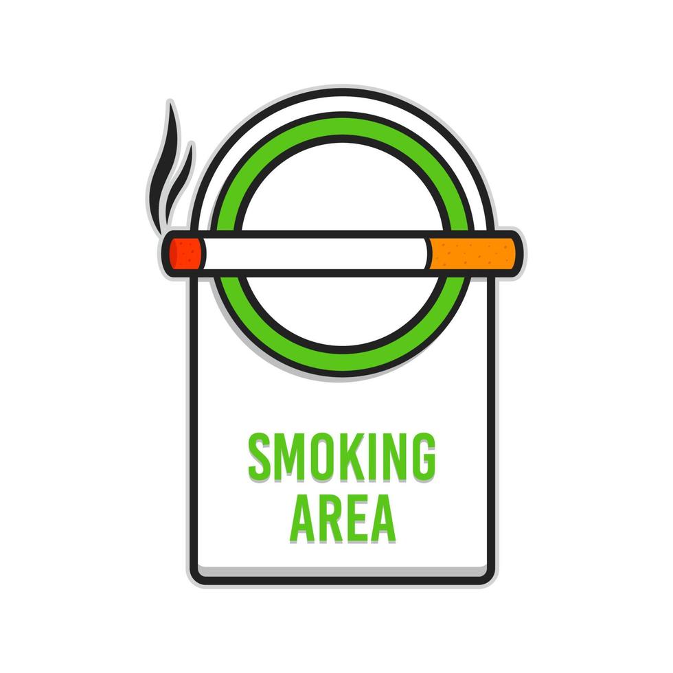 vetor de sinal de área de fumo com cigarro